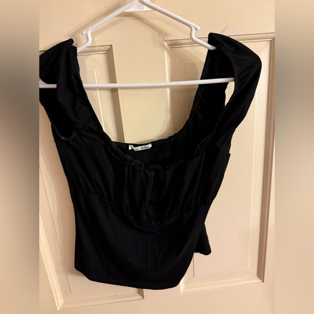 Reformation Black Gathered Top